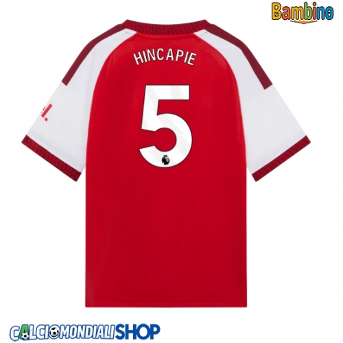 Maglie da calcio Arsenal Piero Hincapie #5 Prima Maglia Bambino 2026-27 Manica Corta + Pantaloni corti)